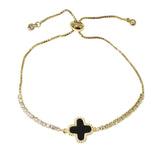 103788, CLOVER DESIGNER INSPIRED CUBIC ZIRCONIA ADJUSTABLE BRACELET