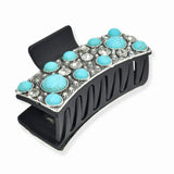 103789, WESTERN TURQUOISE RHINESTONE RECTANGULAR GRANDER HAIR CLAW