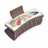 103792, WESTERN INDIAN TRIBES PRINT RECTANGULAR GRANDER HAIR CLAW