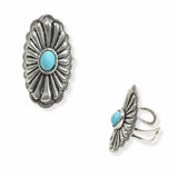103799, WESTERN CONCHO TURQUOISE STONE CUFF RING
