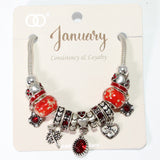 103826, MONTH-JANUARY ~ DECEMBER DIAMOND BIRTHSTONE CHARM BRACELET