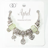 103826, MONTH-JANUARY ~ DECEMBER DIAMOND BIRTHSTONE CHARM BRACELET