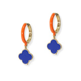 103831, GAME DAY ENAMEL CLOVER DANGLE HOOP EARRING