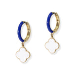 103831, GAME DAY ENAMEL CLOVER DANGLE HOOP EARRING