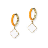 103831, GAME DAY ENAMEL CLOVER DANGLE HOOP EARRING