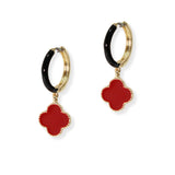 103831, GAME DAY ENAMEL CLOVER DANGLE HOOP EARRING