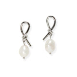 103833, KNOT METAL ACCENT FRESHWATER PEARL DANGLE EARRING