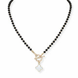 103836, CLOVER ACCENT BEADED TOGGLE NECKLACE