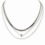 103837, PAVE BARREL ACCENT TRIPLE LAYERED CHAIN NECKLACE