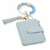 103839, SILICONE BEAD KEYCHAIN BRACELET W/ FAUX LEATHER CARD WALLET