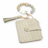 103839, SILICONE BEAD KEYCHAIN BRACELET W/ FAUX LEATHER CARD WALLET