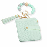 103839, SILICONE BEAD KEYCHAIN BRACELET W/ FAUX LEATHER CARD WALLET