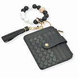 103839, SILICONE BEAD KEYCHAIN BRACELET W/ FAUX LEATHER CARD WALLET