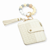 103839, SILICONE BEAD KEYCHAIN BRACELET W/ FAUX LEATHER CARD WALLET