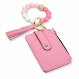 103840, SILICONE BEAD KEYCHAIN BRACELET W/ FAUX LEATHER CARD WALLET