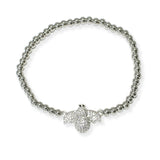 103853, PAVE BUMBLE BEE STAINLESS STEEL BALL BEADED STRETCH BRACELET