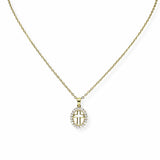 103854, OVAL CROSS CHARM STAINLESS STEEL PENDANT NECKLACE