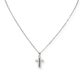103859, PAVE CROSS CHARM PENDANT NECKLACE