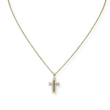 103859, PAVE CROSS CHARM PENDANT NECKLACE