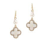 103877, CLOVER MOTHER OF PEARL DANGLE EARRING