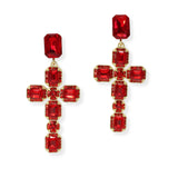 103882, CROSS RHINESTONE DANGLE EARRING