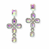 103882, CROSS RHINESTONE DANGLE EARRING