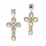 103882, CROSS RHINESTONE DANGLE EARRING