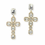 103882, CROSS RHINESTONE DANGLE EARRING