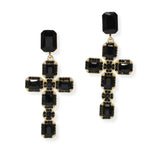 103882, CROSS RHINESTONE DANGLE EARRING