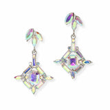 103886, RECTANGLE GEOMETRIC ACCENT RHINESTONE DANGLE EARRING