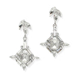 103886, RECTANGLE GEOMETRIC ACCENT RHINESTONE DANGLE EARRING
