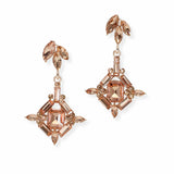103886, RECTANGLE GEOMETRIC ACCENT RHINESTONE DANGLE EARRING
