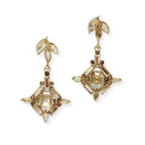 103886, RECTANGLE GEOMETRIC ACCENT RHINESTONE DANGLE EARRING