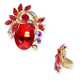 103897, FLORAL RHINESTONE STRETCH RING