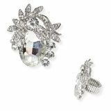 103897, FLORAL RHINESTONE STRETCH RING