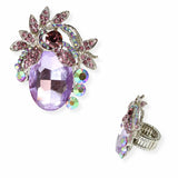 103897, FLORAL RHINESTONE STRETCH RING