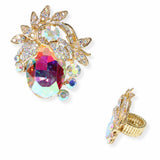 103897, FLORAL RHINESTONE STRETCH RING