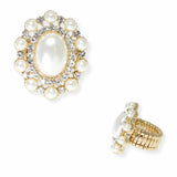103898, OVAL PEARL & RHINESTONE STRETCH RING