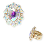 103898, OVAL PEARL & RHINESTONE STRETCH RING