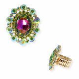 103898, OVAL PEARL & RHINESTONE STRETCH RING