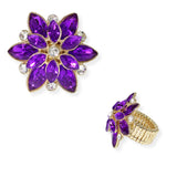 103901, FLOWER RHINESTONE STRETCH RING