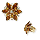 103901, FLOWER RHINESTONE STRETCH RING