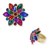 103901, FLOWER RHINESTONE STRETCH RING