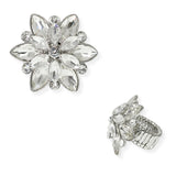 103901, FLOWER RHINESTONE STRETCH RING