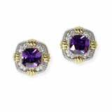 103903, GEOMETRIC CUBIC ZIRCONIA ACCENT DESIGNER INSPIRED STUD EARRING