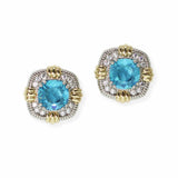103903, GEOMETRIC CUBIC ZIRCONIA ACCENT DESIGNER INSPIRED STUD EARRING