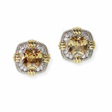 103903, GEOMETRIC CUBIC ZIRCONIA ACCENT DESIGNER INSPIRED STUD EARRING
