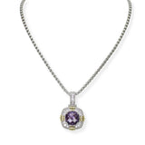 103904, GEOMETRIC CUBIC ZIRCONIA ACCENT DESIGNER INSPIRED PENDANT NECKLACE