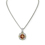 103904, GEOMETRIC CUBIC ZIRCONIA ACCENT DESIGNER INSPIRED PENDANT NECKLACE