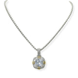 103904, GEOMETRIC CUBIC ZIRCONIA ACCENT DESIGNER INSPIRED PENDANT NECKLACE